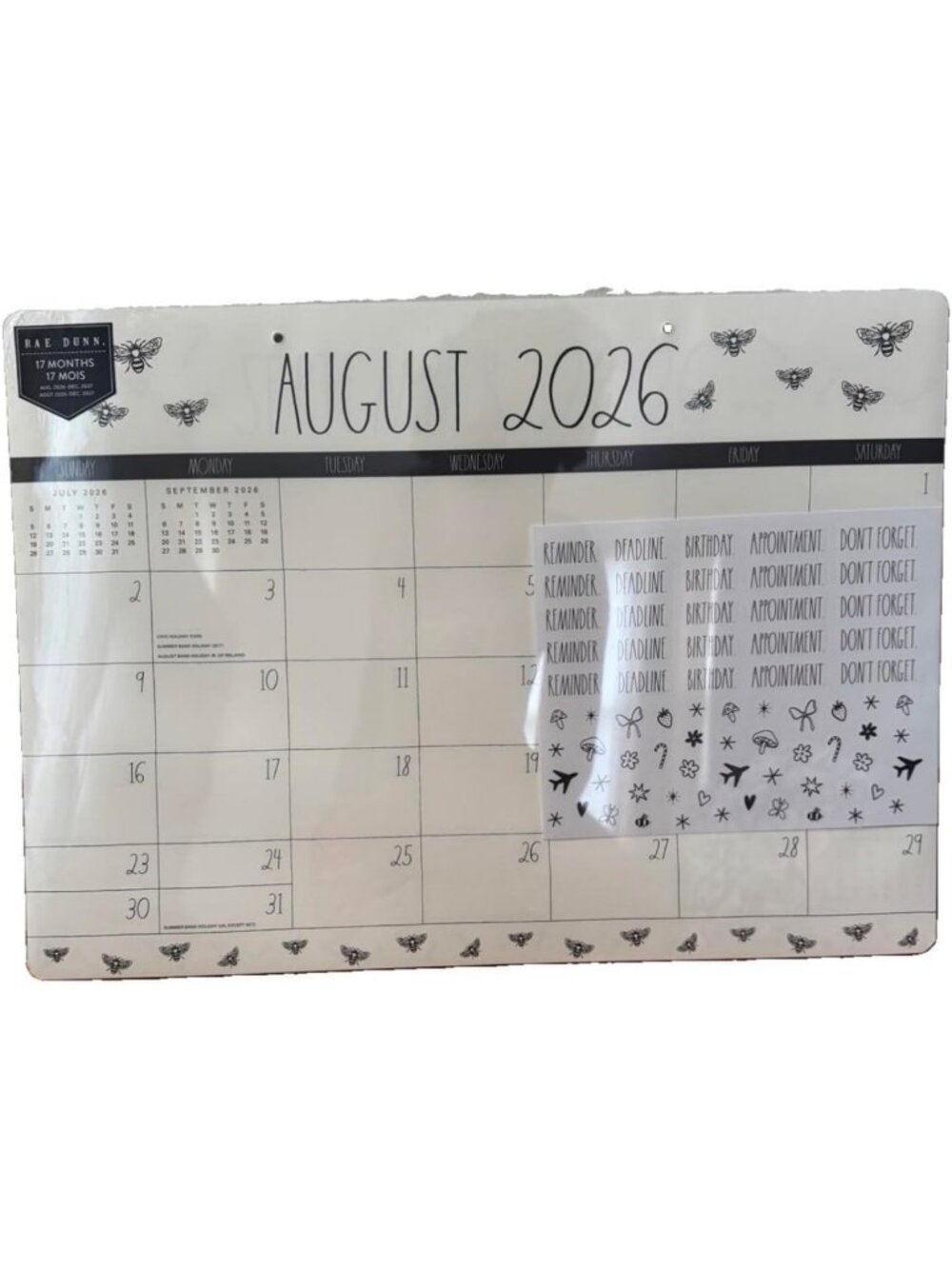 2027 Desk Blotter Calendar & Monthly Planner, Bee Design Office Organizer 19x14